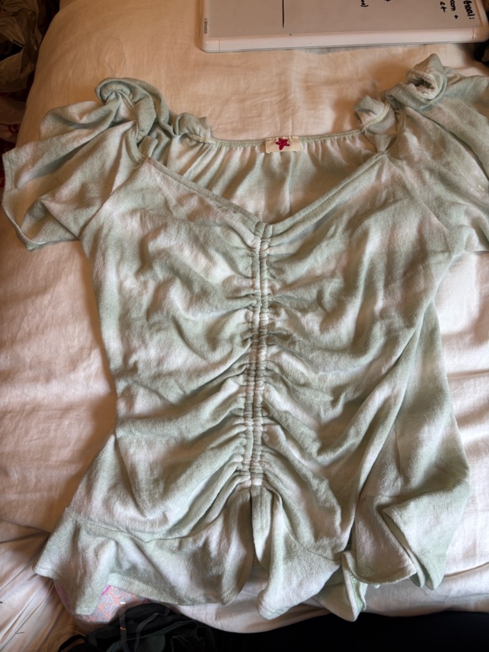 Ruched Mint Green Women's Top - Lightweight Summer Tee
